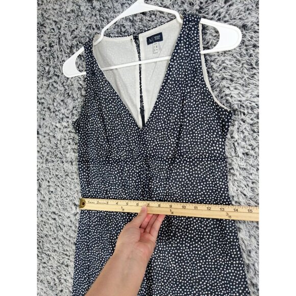 ARMANI JEANS Polka Dot Sleeveless Dress Women SZ 2 Lined Layered Neutral Classic - Picture 3 of 10